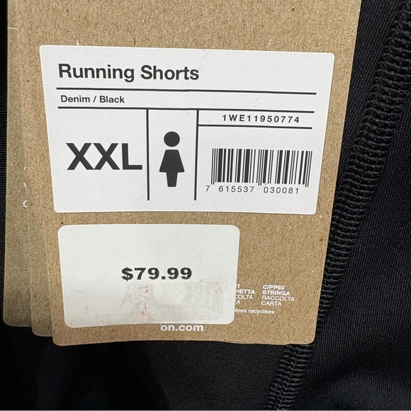 NWT Women's XXL On Cloud Denim Black On Running Shorts - Picture 7 of 8